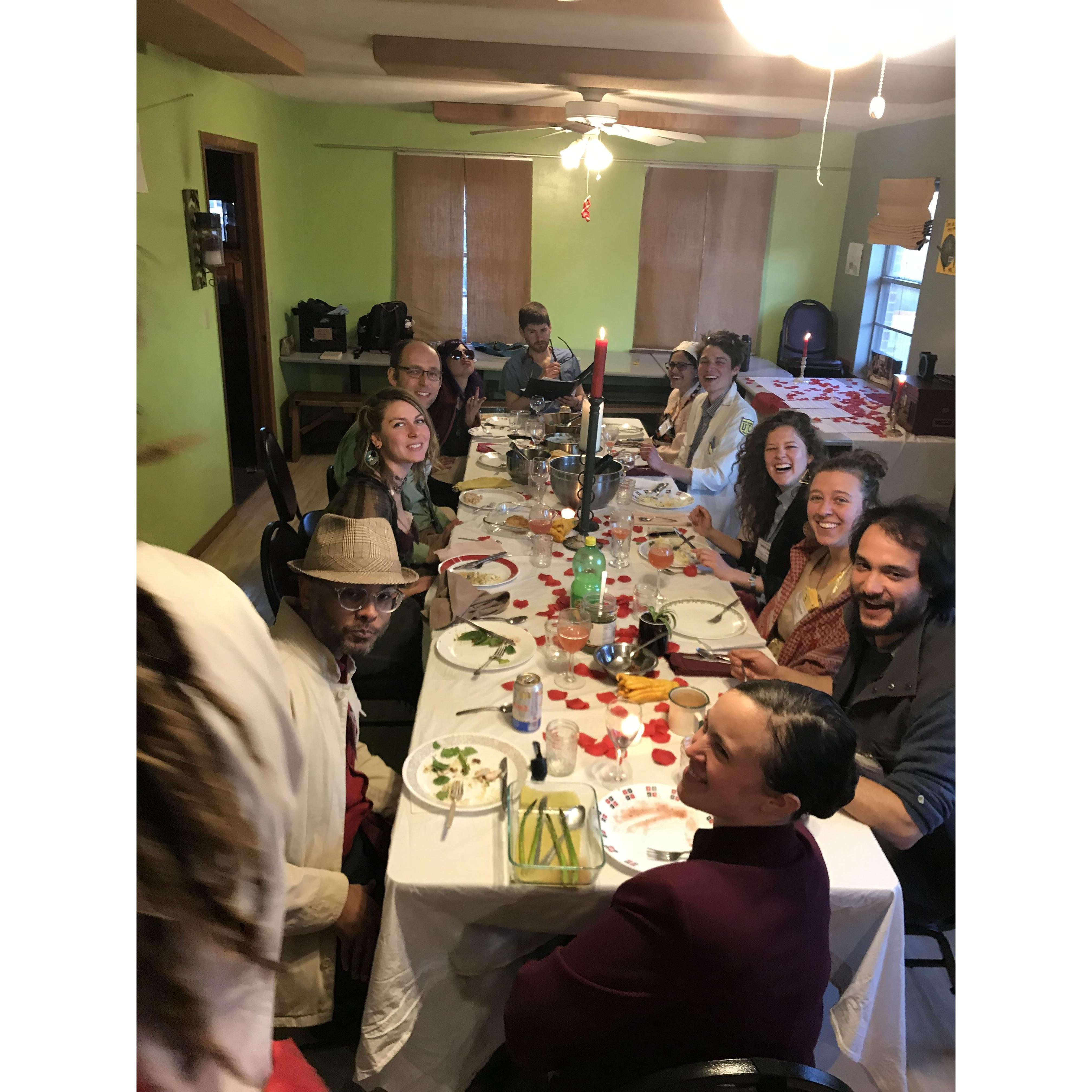 March 2019: The best surprise party ever! A murder mystery dinner party to celebrate Cassie's 1 year at the Farm and a renewal of commitment to spend another year and a half there.