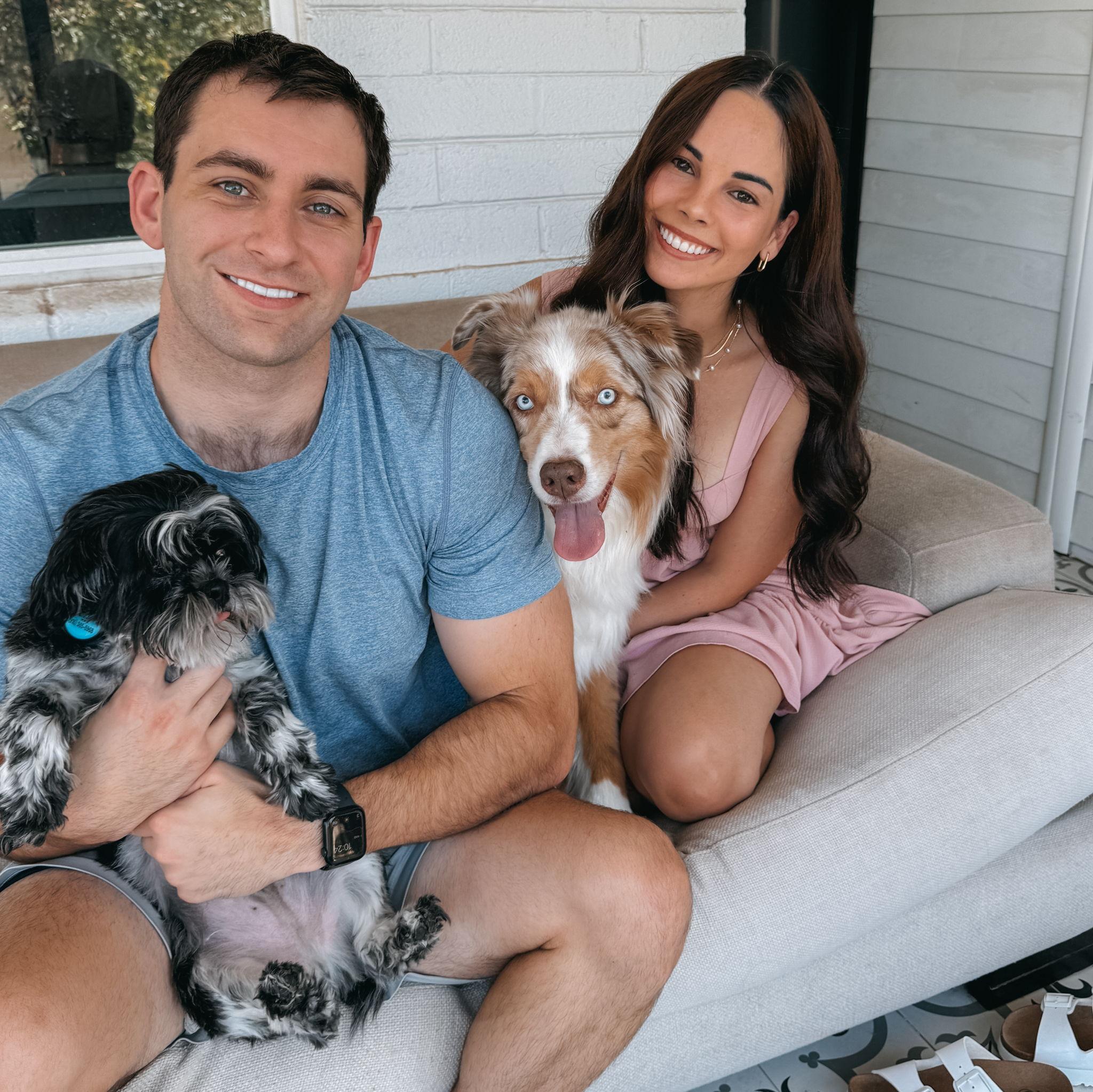 Our first family photo. We love our pups!