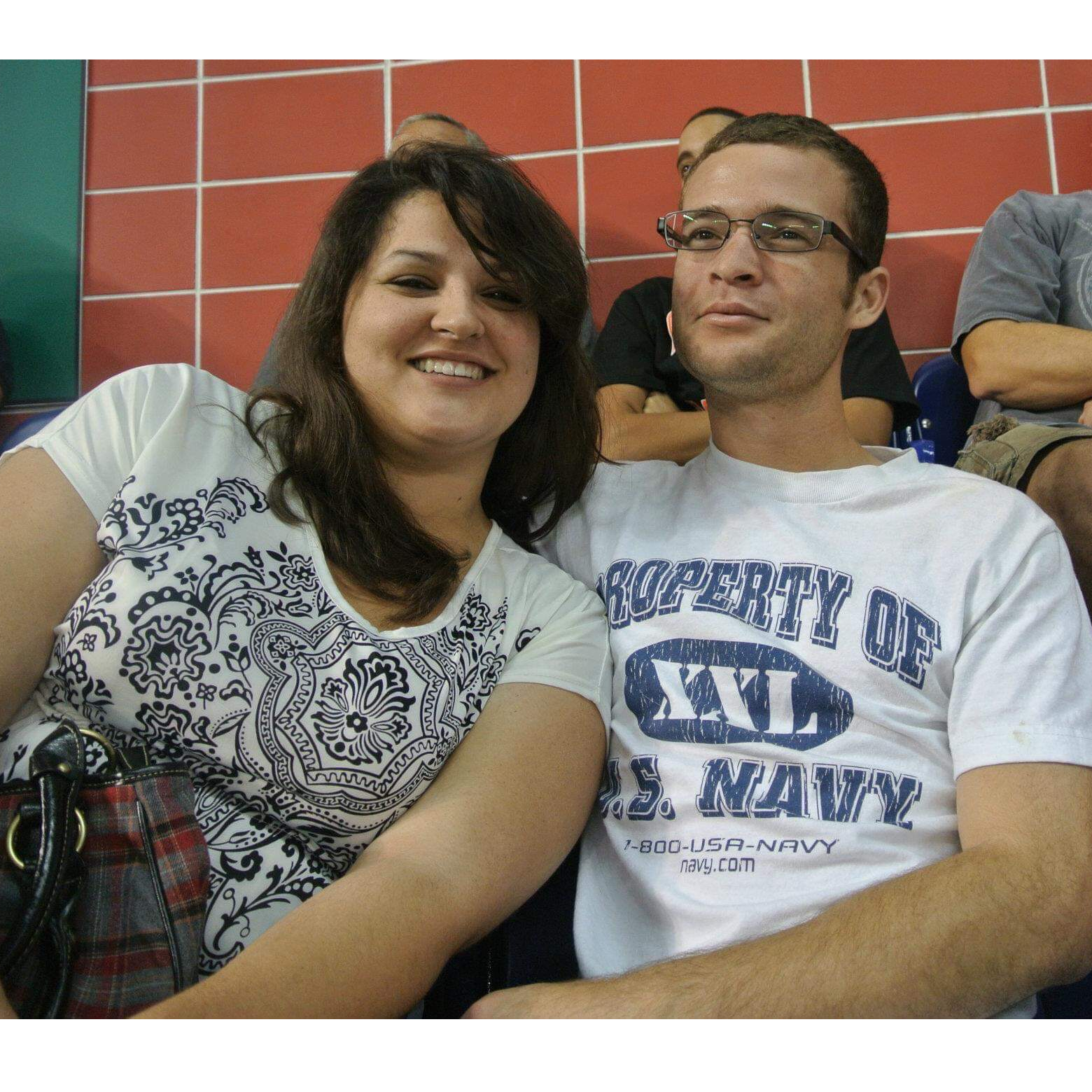 One of our first dates at a baseball game