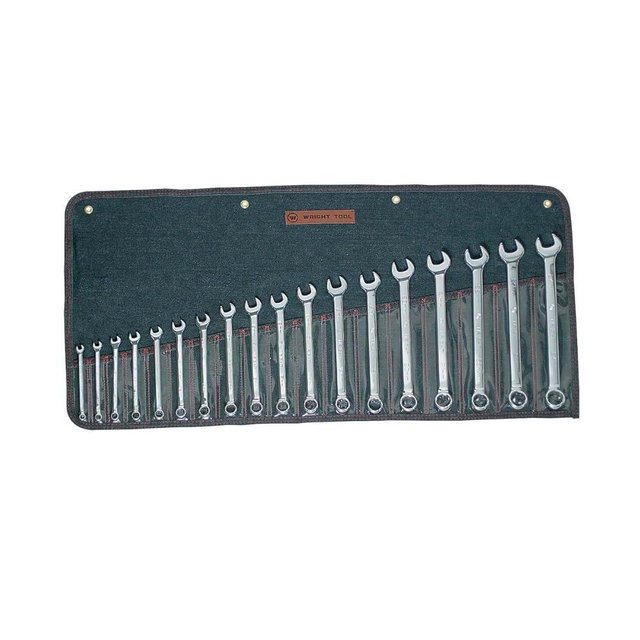 Wright Tool 958 Full Polish Metric Combination Wrenches 7mm - 24mm (18-Piece),Silver