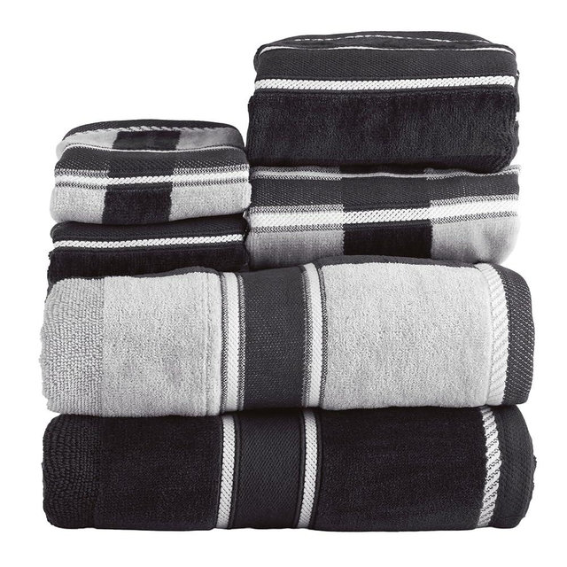 Lavish Home 6 Piece Bathroom Towels Set - 525 GSM 100% Cotton Bathroom Accessories - 2 Bath Sheets, 2 Hand Cloths, and 2 Wash Cloths - Soft Towel Set for Shower, Gym, Dorm, and Spa (Charcoal)