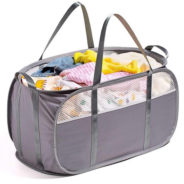 Fenlosi Tear Proof Pop Up Laundry Hampers, with Strong Handles Laundry Hamper, Easy to Carry & Go Up and Down Stairs, Honeycomb Mesh-Breathable, Easy to Collapsible Laundry Basket. (2.5 Loads)