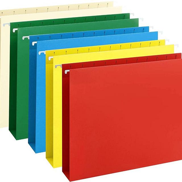 HERKKA Extra Capacity Hanging File Folders, 30 Reinforced Hang Folders, Heavy Duty 2 Inch Expansion, Designed for Bulky Files, Medical Charts, Assorted Colors, Letter Size, 30 Pack