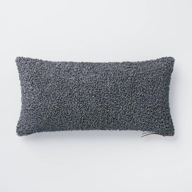 Oversized Boucle Lumbar Throw Pillow with Exposed Zipper Blue/Gray - Threshold™ designed with Studio McGee