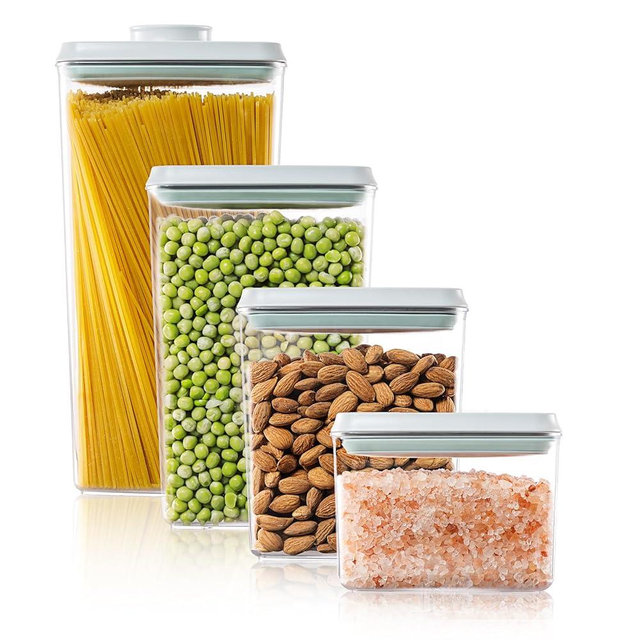 Tourdeus Pop Containers for Food Storage - 4 Pack Airtight Food Storage Containers, BPA-Free Flour Containers with Lids, Food-Grade Air Tight Containers for Food with Measurement Marks