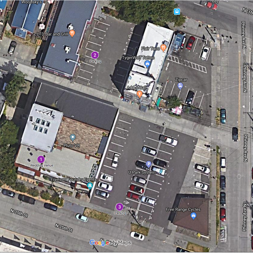 1. Wedding Venue
2. Parking 
3. Parking