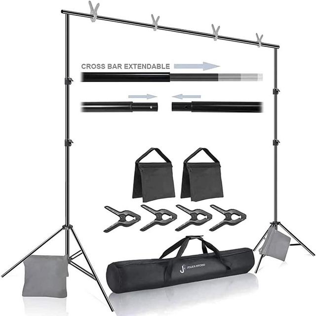 Julius Studio Premium Photo & Video 10 ft. Wide Backdrop Stand (119 x 86 inch) Background Support System Kit with Spring Clamp, Sand Bag, Carry Bag, Photography Studio, JSAG283