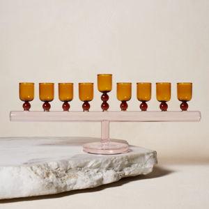 Glass Chanukiah - Amber + Rose