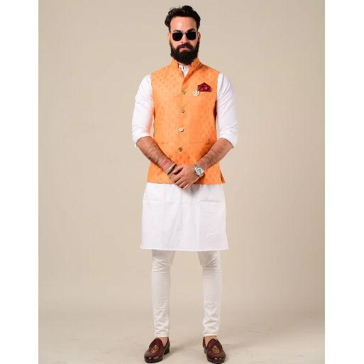 Men's Kurta with vest (white clothing is welcome at the Pooja)