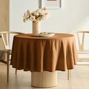 70" Round Terracotta Linen Tablecloth