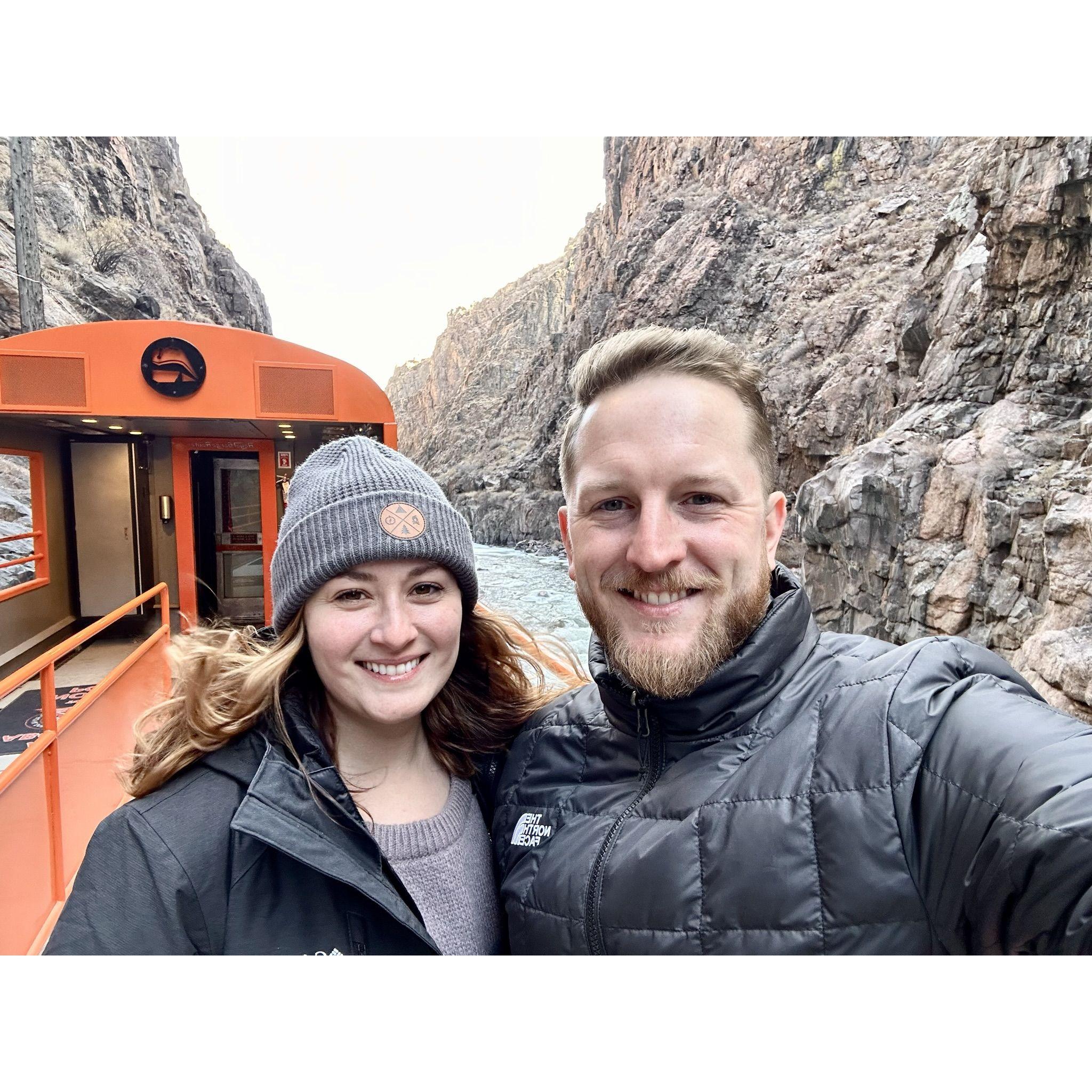 Christmas train ride on the Royal Gorge Route through Colorado's many canyons.