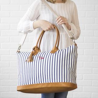 Striped Navy Weekender Tote