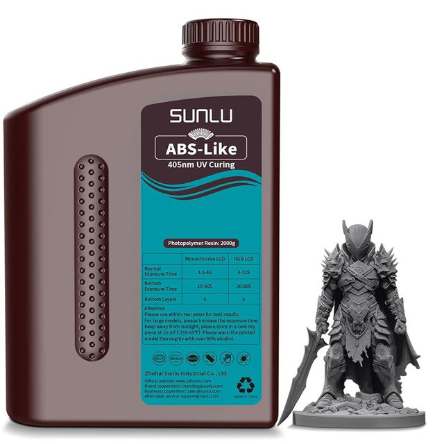 SUNLU Upgraded 2KG ABS Like Resin for 3D Printer, 405nm UV-Curing Resin LCD/DLP/SLA 3D Printers, High Compatibility 3D Printer Resin, 2000G Dark Grey