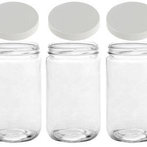 Jarming Collections White 32oz Extra Wide Mouth Glass Storage Jar - Set of 3