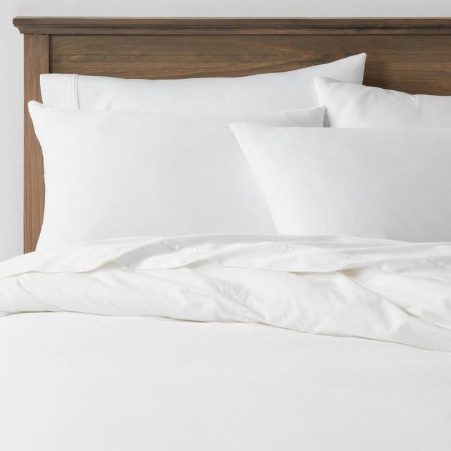 3pc King Washed Cotton Sateen Duvet & Sham Set White - Threshold™