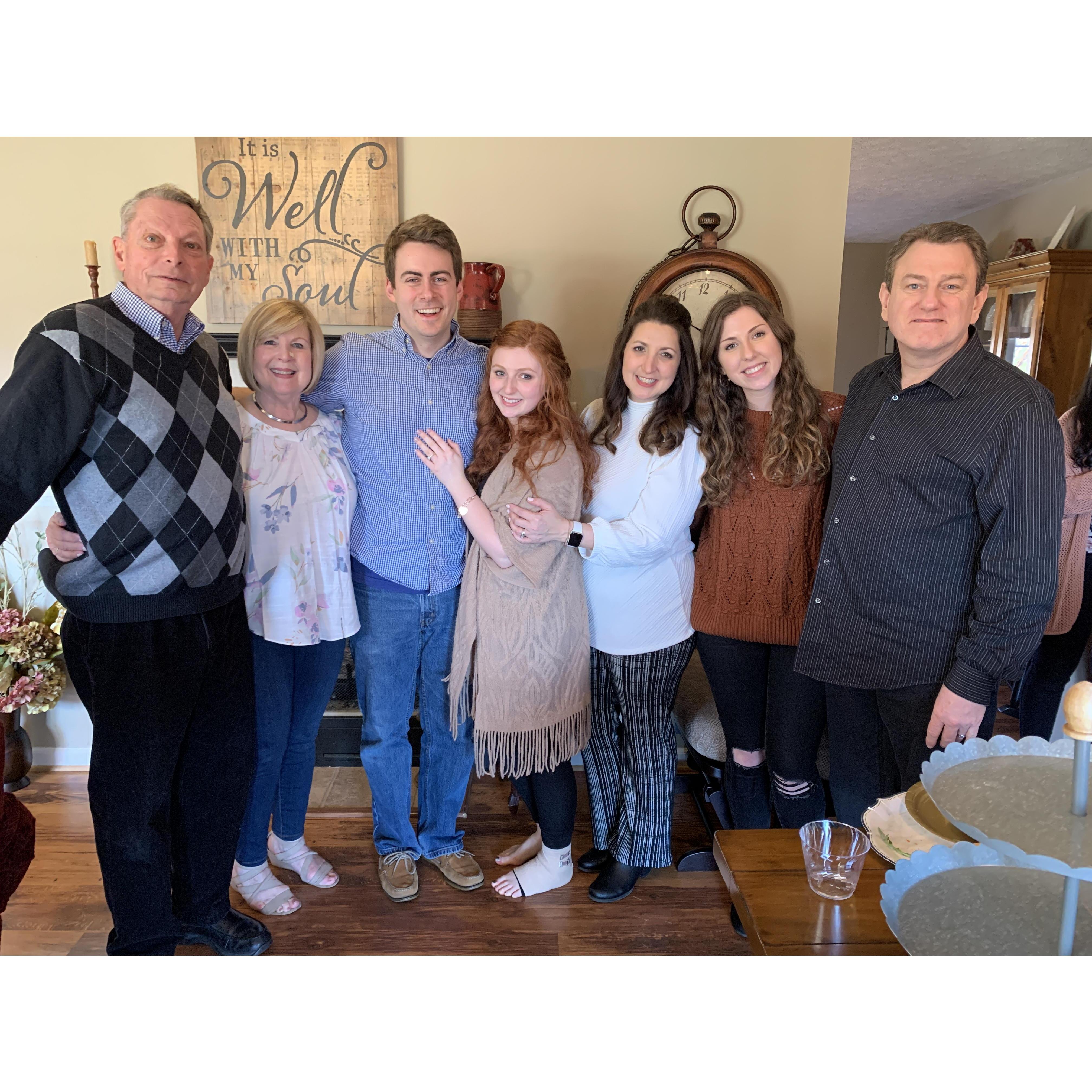 Bethany's family at the surprise engagement party feeling relieved that they no longer have to keep it from her :)
