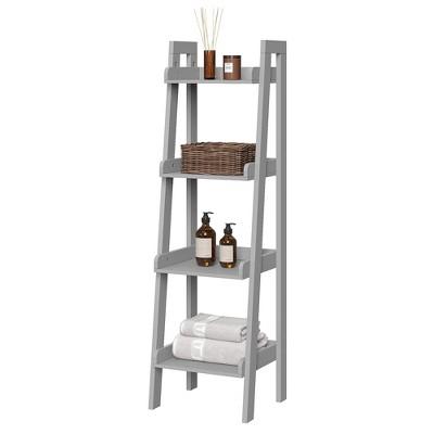 4 Tiers Narrow Ladder Bathroom Shelf Gray
