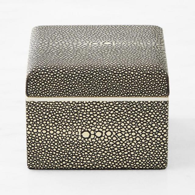 Faux Shagreen Box, Small, Graphite