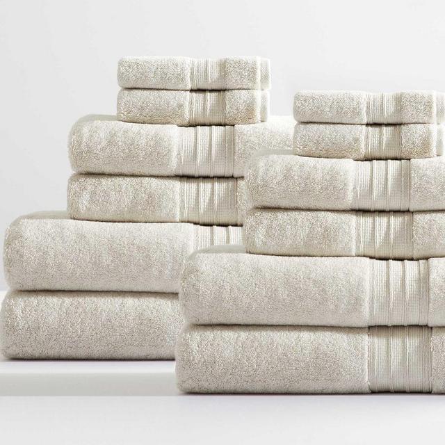 Heathered Oatmeal Hydrocotton Organic Towel Bath/Hand/Washcloth, Set of 12