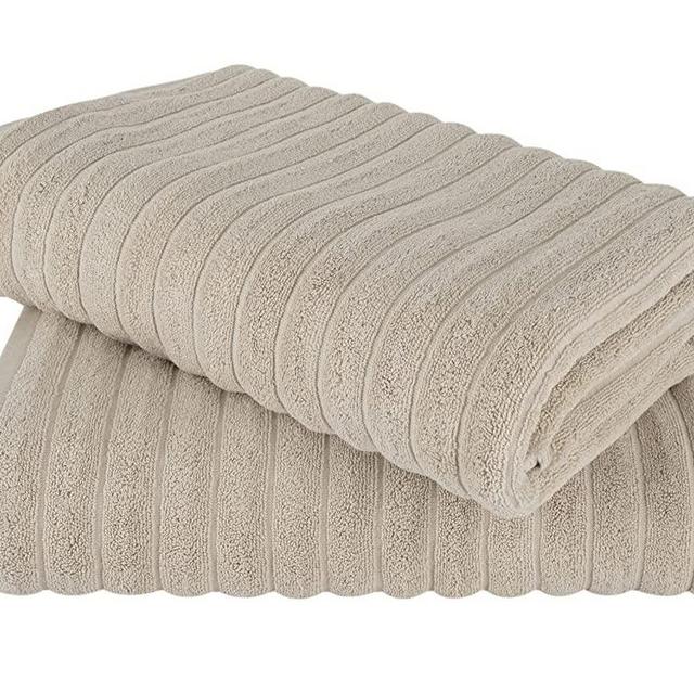 Classic Turkish Towels Premium Cotton Ribbed Bath Sheet - Luxury Turkish Cotton Extra Large 2-Piece Soft Absorbent Bath Sheet Set, 40x65 inches (Almond Beige)