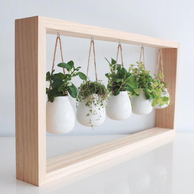 Indoor Herb Garden in Wooden Frame | Wall Mount Planter | Plant Gift | Fall Decor | Hanging Planter | Pot for Indoor Plants