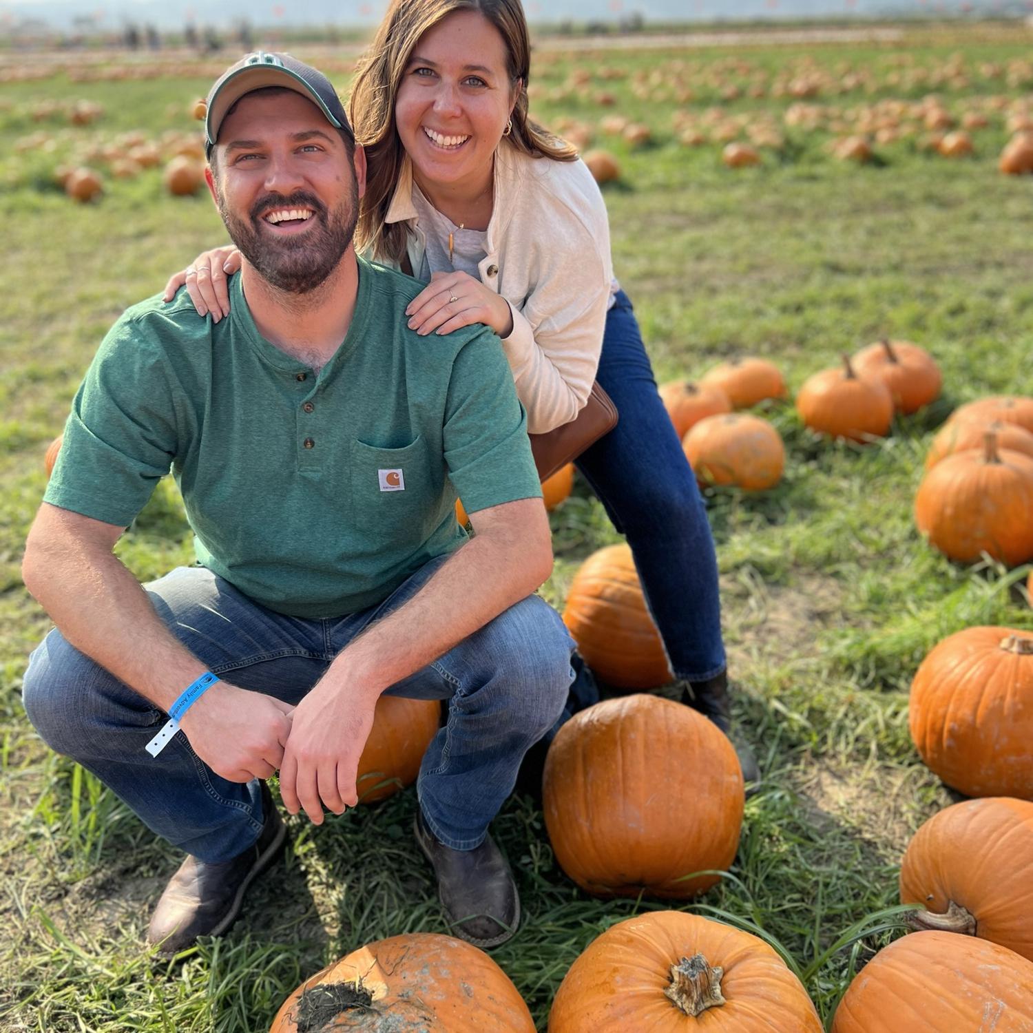 Pickin' the perfect pumpkins. Just kidding, we get our pumpkins from Safeway.
