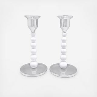 String of Pearls Small Candlestick, Set of 2