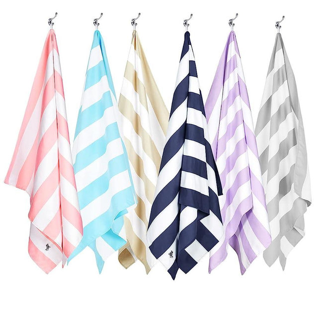 Dock & Bay Beach Towel - Quick Dry, Sand Free - Compact, Lightweight - 100% Recycled - Includes Bag - Cabana - Set of 6 - Extra Large (200x90cm, 78x35)