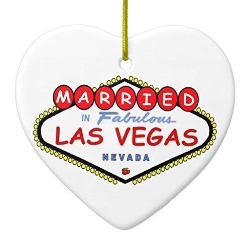 Married in Fabulous Las Vegas Christmas Ornaments Ceramic Double Sided Christmas Tree Decorations Hanging 3 Inches