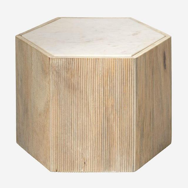 Montclair Marble Hexagon Accent Table, 14"