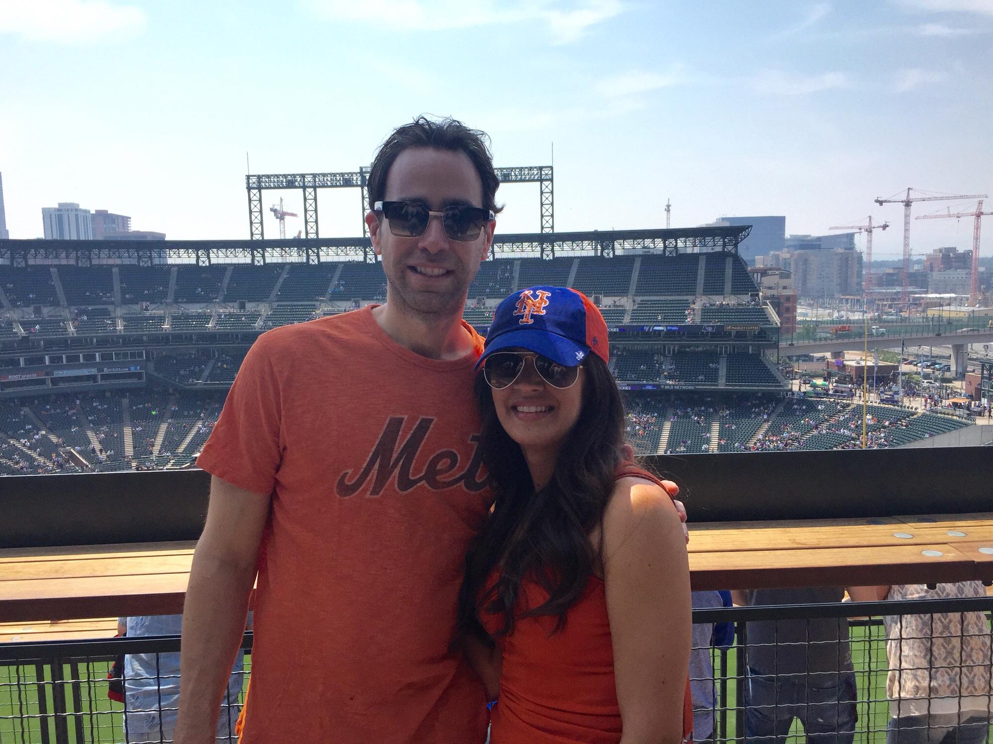 Mets/Rockies in Denver, August 2015 - Matt didn't force Lorraine to wear Mets gear, she willingly decided to root for them and be depressed with him.
