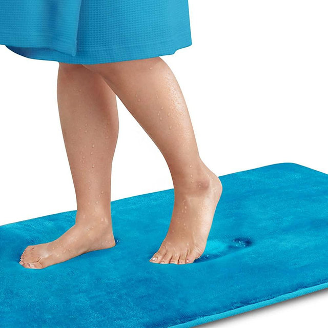 Genteele Bath Mats for Bathroom Non Slip - Caribbean Sea 24" x 48" Memory Foam Bathroom Rugs - Quick Dry Bath Mat