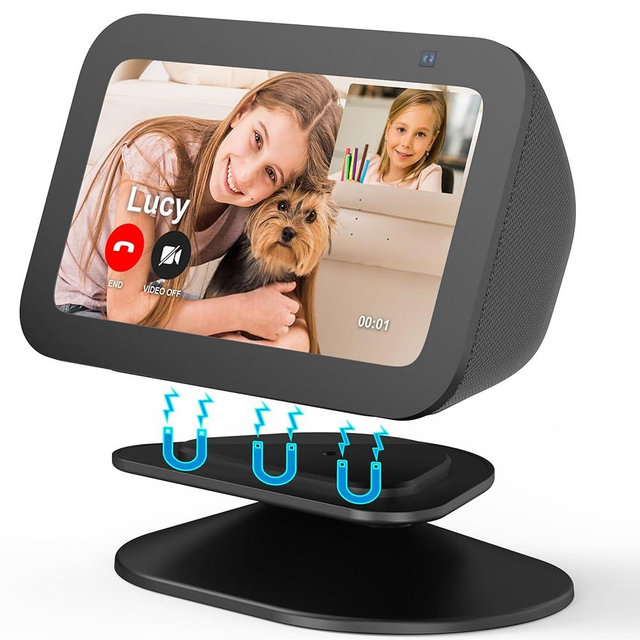 PlusAcc Stand for Show 5 (3rd Gen) - Adjustable Tilt Holder, Magnetic Table Stand Accessories Compatible with iPhone Models & Show 5 3rd Generation, Non-Slip Base (Black)