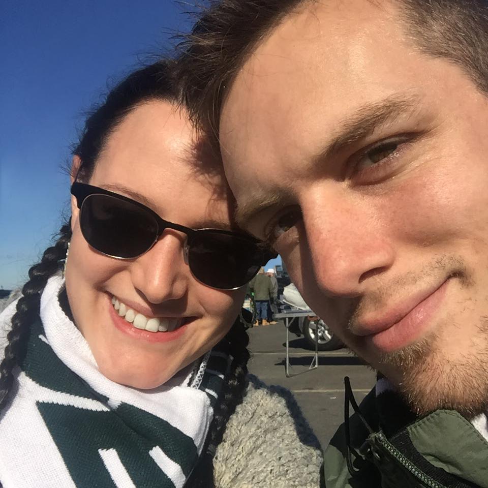 J.E.T.S. Jets Jets Jets—I think we could pass as a couple of football fans!?