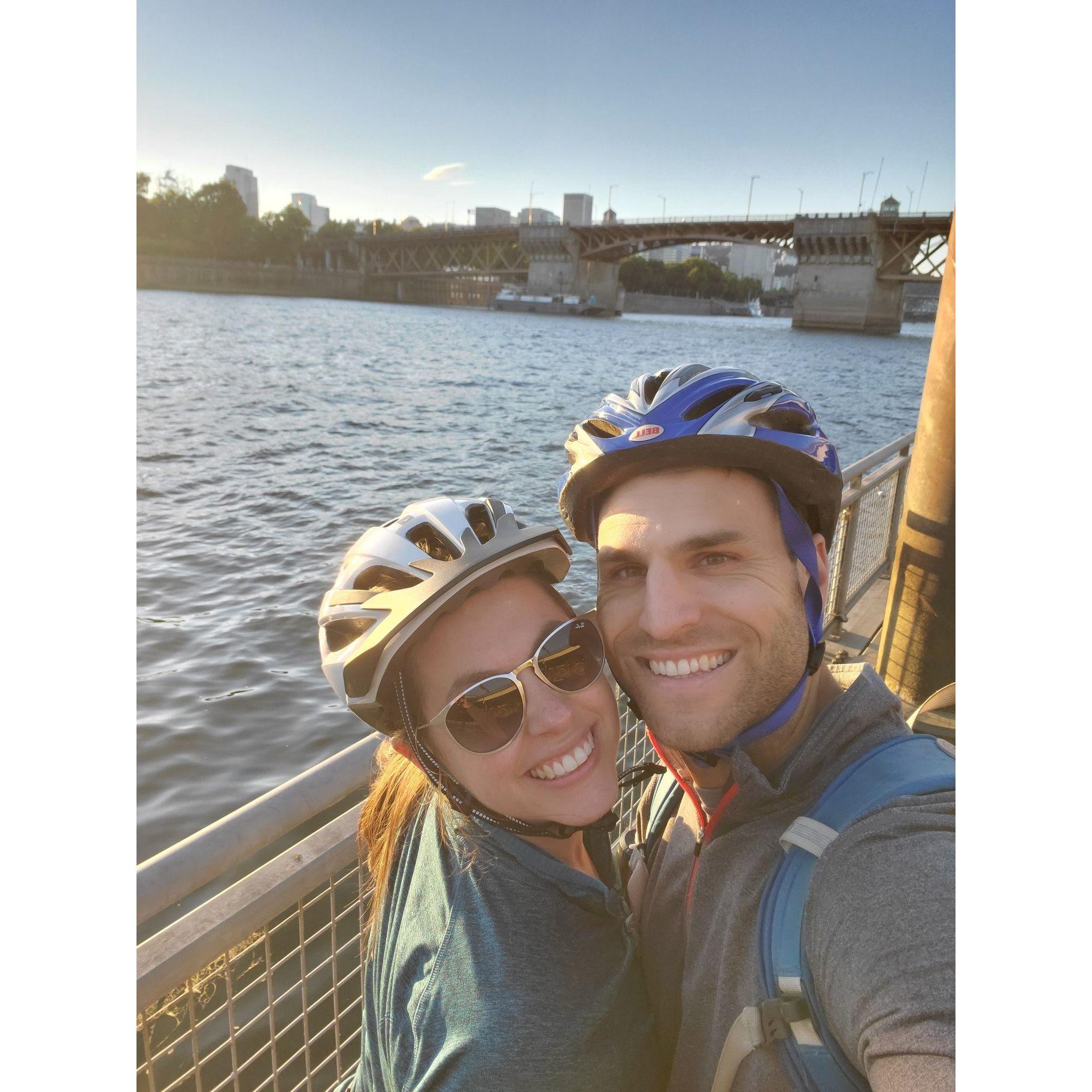 Biking around Portland waterfront
