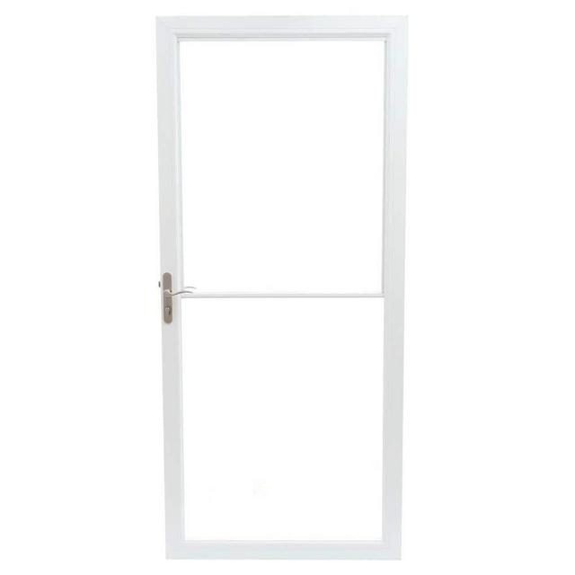 36 in. x 80 in. 2000 Series White Universal Self-Storing Aluminum Storm Door with Nickel Hardware
