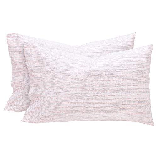 Rivet Half Moon, Sateen Cotton, Envelope Closure Pillowcase Set, Set of 2, King, White / Peach Pink