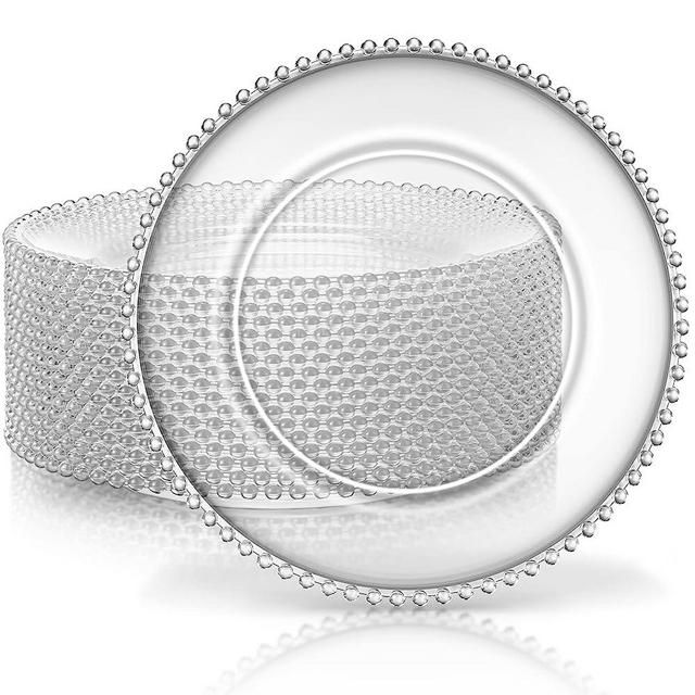 18 PCS Clear Charger Plates with Beaded Rim 13 Inch Plastic Round Charger Plates Bulk Acrylic Round Dinner Plate Chargers Decorative Plates for Home Kitchen Party Wedding Tabletop Decor (Clear)