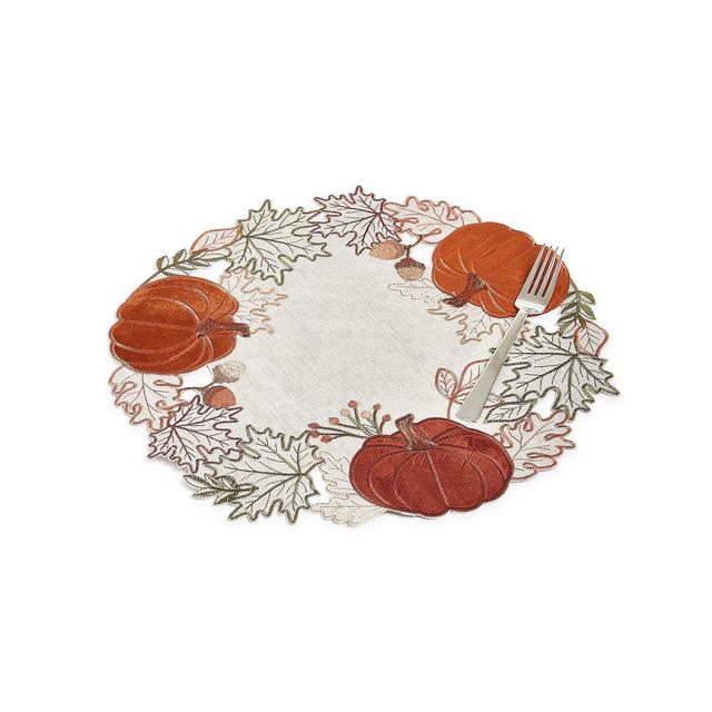 Elrene Pumpkin Farm Cutwork Fabric Round Placemat