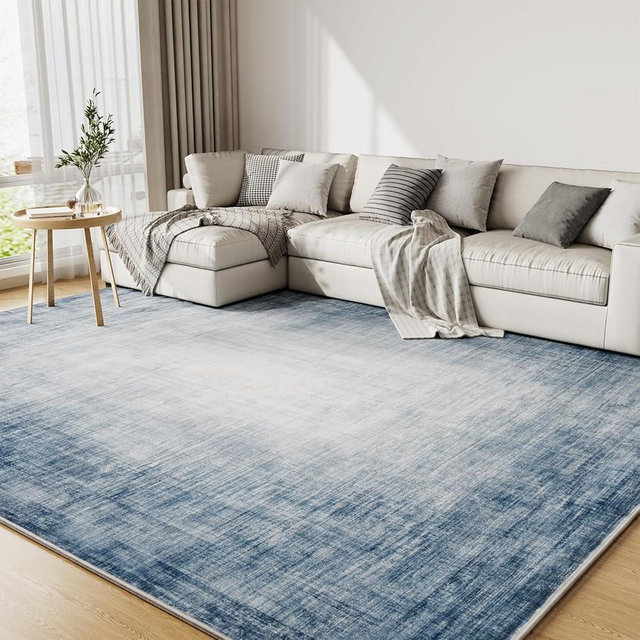 9x12 Area Rugs for Living Room, Machine Washable Non Slip Area Rug Modern Abstract Indoor Rug Carpet Ultra Soft Rugs for Bedroom Dining Room Playroom Bedside Office, Blue
