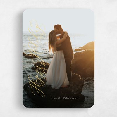 White Rounded Holiday Card - Harmony Portrait Foil