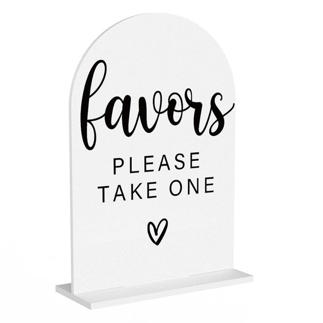 Acrylic Wedding Sign, Bridal Shower Decorations, Favors Please Take One Sign for Ceremony, Modern Font Table Signs, White Acrylic Table Top Signs for Engagement Wedding Reception 8x10 Inch