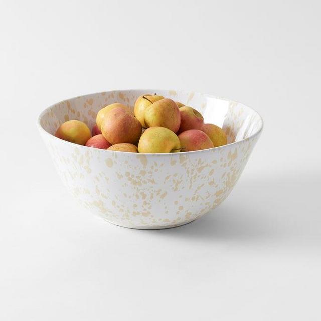 Cream on White Splatterware 14.5 Inch Serving Bowl