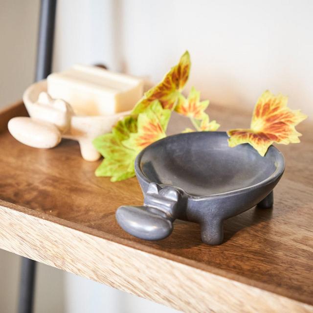 Kenyan Soapstone Hippo Dish 'Smokey...