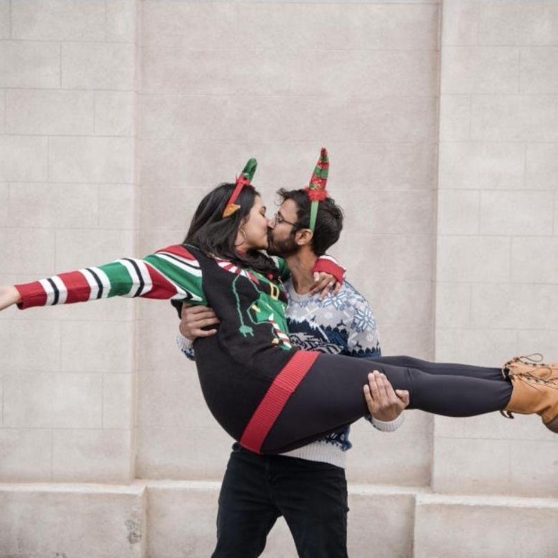 Ho-ho-ho, carrying my Christmas cheer and stealing a kiss