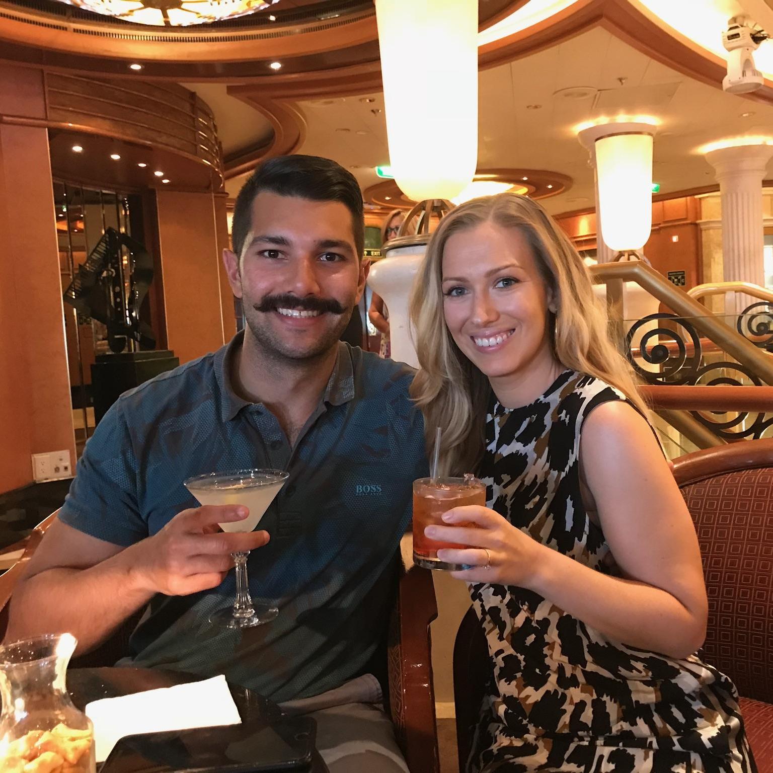 A drink aboard our Mediterranean cruise with family.