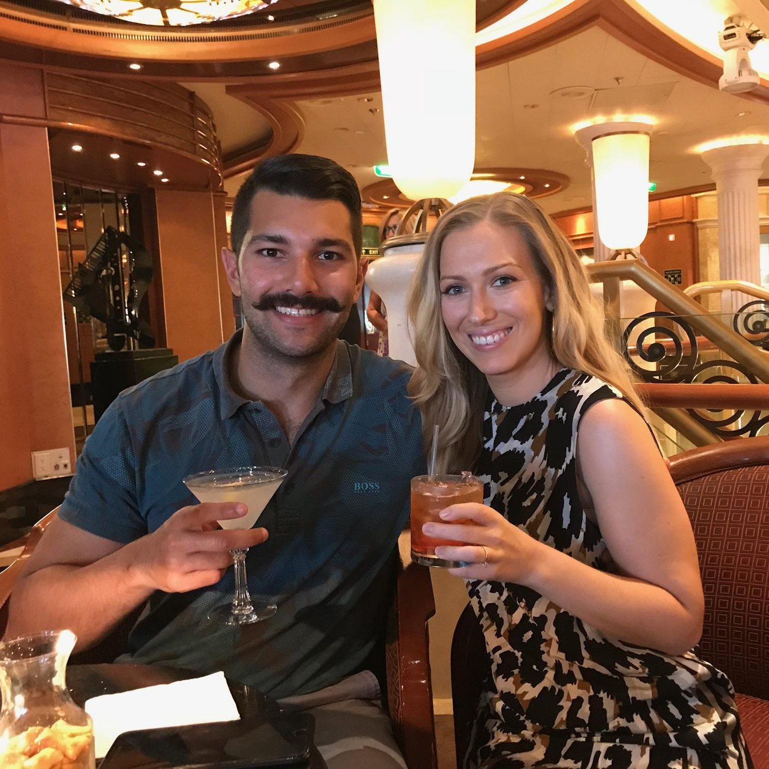 A drink aboard our Mediterranean cruise with family.