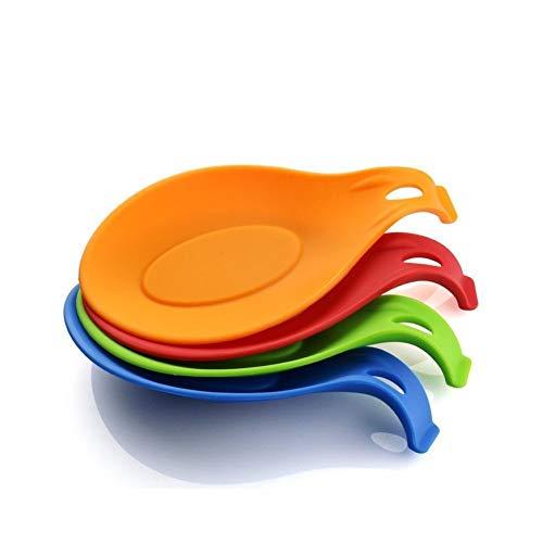 iNeibo Kitchen Silicone Spoon Rest, Flexible Almond-Shaped, Silicone Kitchen Utensil Rest Ladle Spoon Holder Set of 4 (Big)