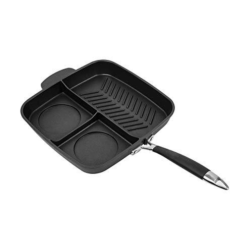 MasterPan Non-Stick 3 Section Meal Skillet, 11", Black
