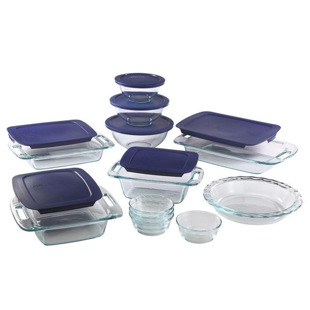 Pyrex® Easy Grab 19-piece Glass Bakeware Set with Blue Lids
